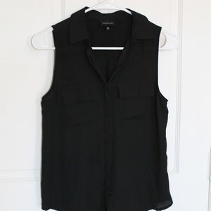 Black Sleeveless Dress Shirt